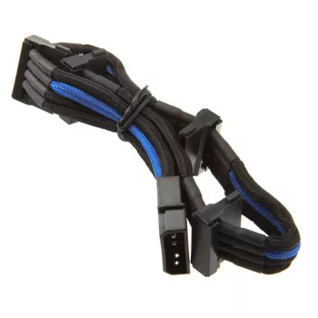 SilverStone 4-Pol-Molex-zu 4x SATA-Kabel, 300 mm - schwarz/Blau