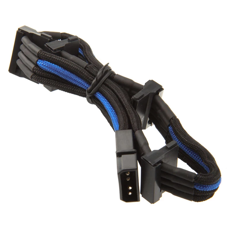 SilverStone 4-Pol-Molex-zu 4x SATA-Kabel, 300 mm - schwarz/Blau
