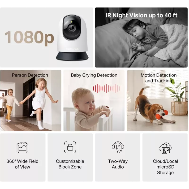 TP-LINK Mercusys MC200 Pan/Tilt Heim-WLAN-Sicherheitskamera