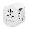 Reiseadapter GEMBIRD TPA-EU2A1C15-01-W – 15W, Typ-E-Stecker, 2× USB-A + 1× USB-C, 100–250V