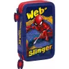 Federmäppchen Kids Euroswan 2-Reißverschlüsse mit Zubehör Spiderman rot-blau