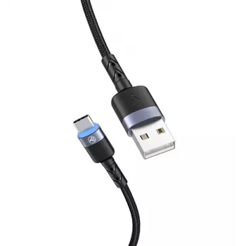 Datenkabel Tellur USB auf Type-C LED Nylongeflecht 1,2 m Schwarz