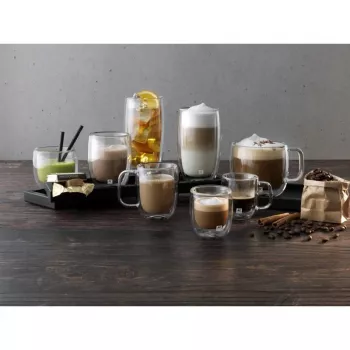Glaskaffeetassen ZWILLING 39500-112-0 doppelwandig 335 ml, Set mit 2, oval, hitzebeständig, mit Henkeln