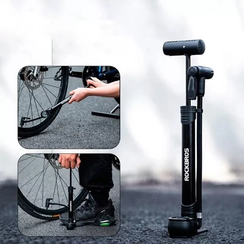 Rockbros 42310006001 Fahrrad-Handpumpe mit Manometer Schwarz