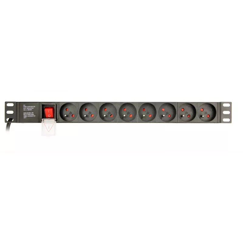 Stromverteilungseinheit Gembird EG-PDU-014-FC14, 8 AC-Steckdosen, C14-Eingang, 3 m Kabel, 1U Aluminiumgehäuse, 10 A, 3680 W