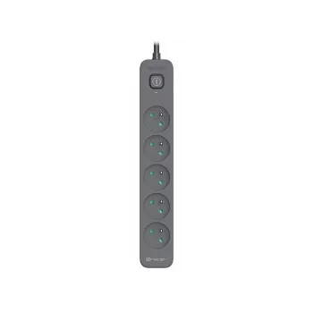 Power Line+ 5m Graphite Überspannungsschutz-Steckdosenleiste (5 Steckdosen)