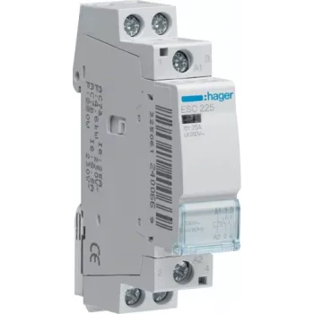 Hager ESC225. Kontakt Strombelastbarkeit: 25 A, Kabelquerschnitt: 1/10 mm², Temperaturbereich in Betrieb: -10 - 50 °C. AC Eingangsspannung: 230 V, AC 