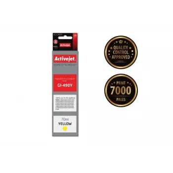 Activejet AC-G490Y Tintenpatrone (Ersatz für Canon GI-490Y; Supreme; 70 ml; 7000 Seiten, gelb)