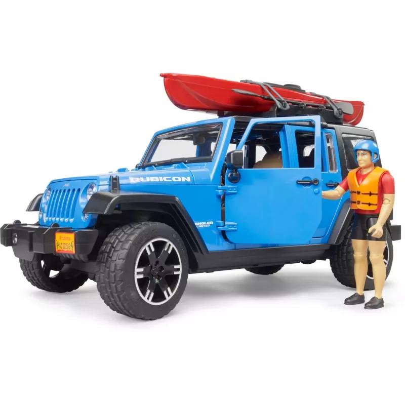 Spielzeugmodellfahrzeug BRUDER Jeep Wrangler Rubicon Unlimited mit Kajak und Figur BR-02529