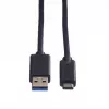 ROLINE - USB-Kabel - USB Typ C (M) - 9-polig USB Typ A (M) - 1 m (USB 3.1) - vergossen - Schwarz (11.02.9011)