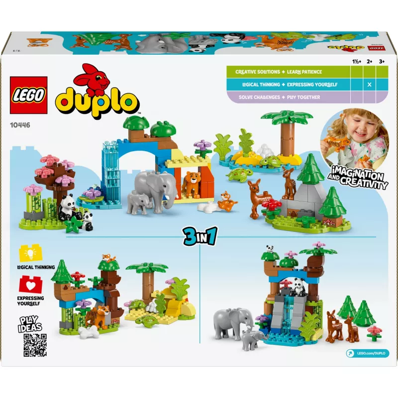 LEGO DUPLO Town Wilde Tierfamilien 3-in-1 Spielset 10446 – 92 Teile, ab 2 Jahren, 200×220×340 mm