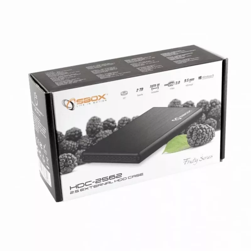 Sbox HDC-2562B 2,5 Zoll externes HDD-Gehäuse Blackberry Black