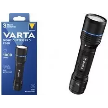 Taschenlampe Varta F20R Aluminium mit wiederaufladbarem Akku, kompakte Hand-LED