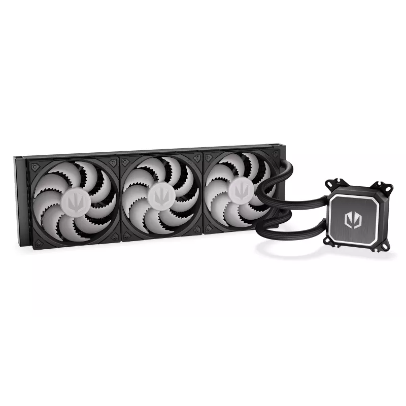 All-in-One-Flüssigkeitskühler ENDORFY Navis F360 ARGB Schwarz — 360-mm-Radiator, 3x 120×25 mm Lüfter, 250–1800 U/min, Pumpe 1600–2600 U/min, Unterstützung für LGA 1700/AM5/AM4