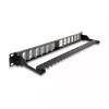 DELOCK 19 Zoll Keystone Patch Panel 24-Port abgewinkelt mit Zugentlastung, 1U, schwarz, 482,6×125,5×44,2 mm