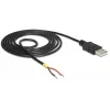 Delock Kabel USB2.0 Typ-A-Stecker > 2 x offene Kabelenden - 1,5 m - schwarz (85664)