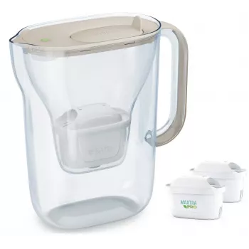 Wasserfilterkanne BRITA Style Essential 2,4 L mit 2 Ersatzkartuschen (sandfarben)