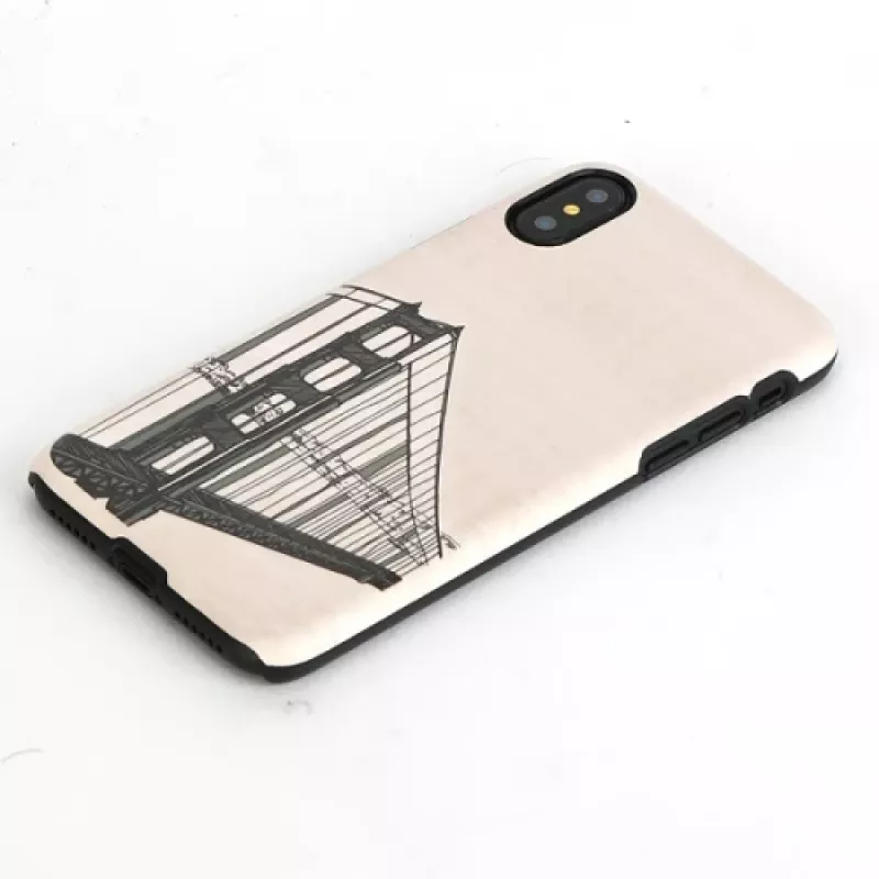Handyhülle man and wood für iPhone X/XS, Handbrücken-Design, schwarz