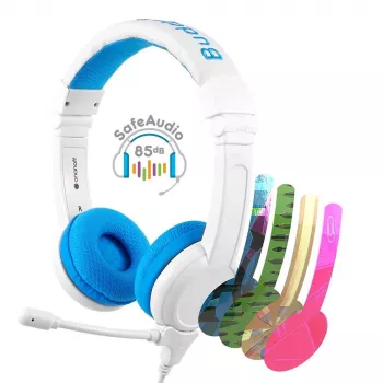 Kabel-Headset BuddyPhones School+ — Kopfbügel, ohrumschließend, 20–20000 Hz, 1,4 m Kabel, Blau/Weiß