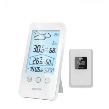 Sencor SWS 3000 W Wetterstation mit Ladestation und Funksensor, Weiß