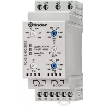 Finder Netzüberwachungsrelais 70.42.8.400.2032 70.42.8.400.2032 3-Phasen-Netzüberwachung (380 - 415 V/AC), N-Leiter-Überwachung (70.42.8.400.2032)