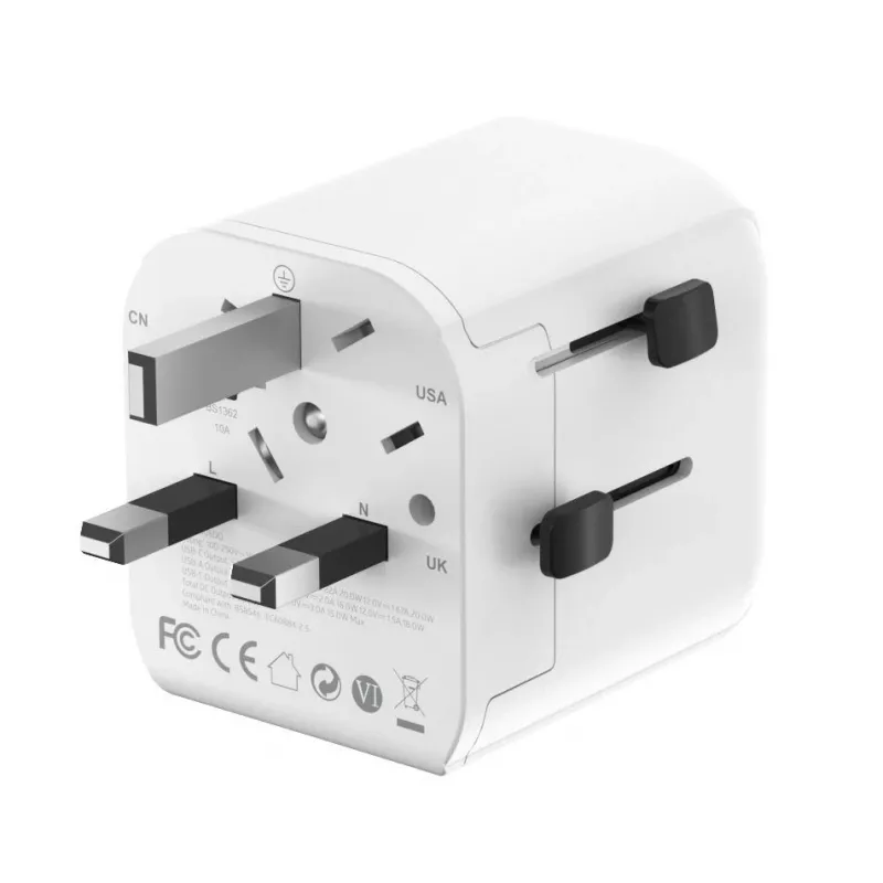 Reise-Netzteil GEMBIRD TPA-EU1A1C20-01-W 20W, USB-A 18W + USB-C 20W, Schuko-Steckdose, Eingang 100–250 V