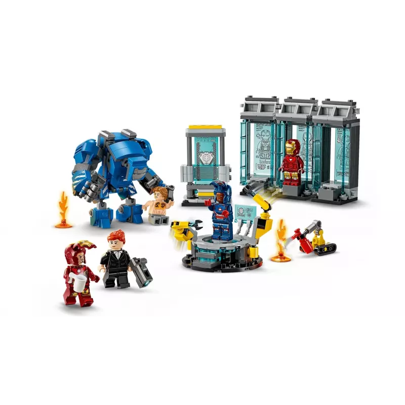LEGO Marvel Iron Man Laboratorium Rüstkammer 76315 Spielset – 384 Teile, 5 Minifiguren, Präsentationsbereich