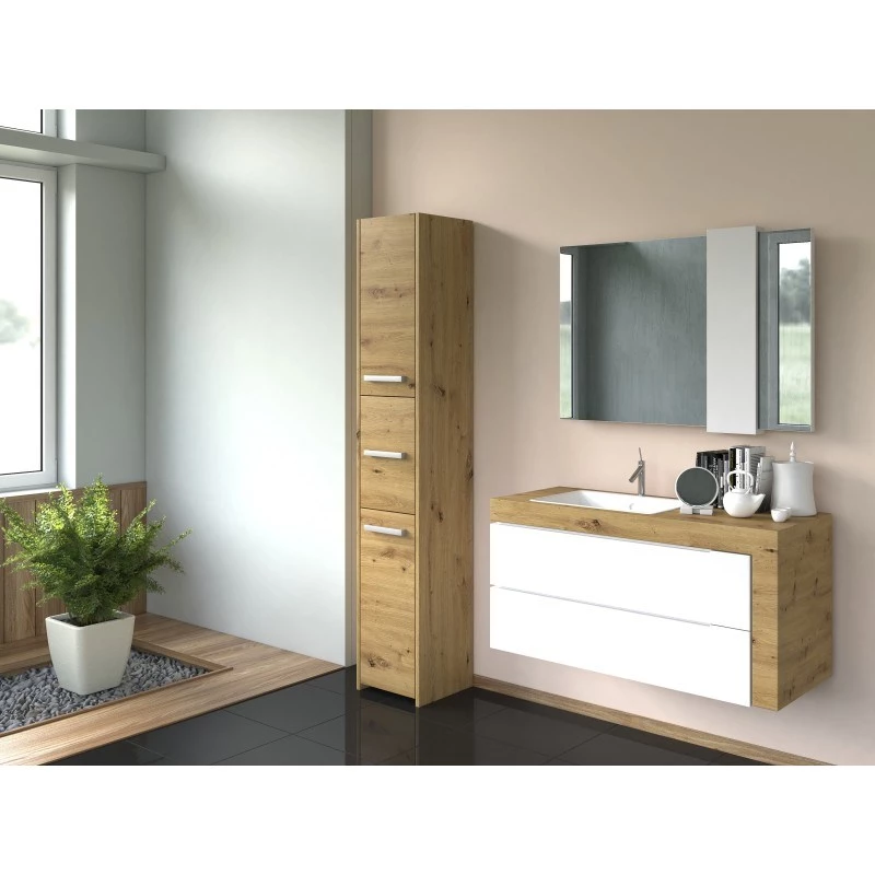 Topeshop S33 ARTISAN Badezimmer-Aufbewahrungsschrank Eiche