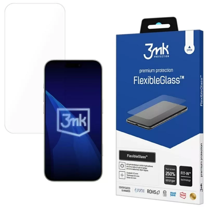 Gehärteter Displayschutz 3MK FlexibleGlass für Apple iPhone 17, dünne flexible Glas-Schutzfolie