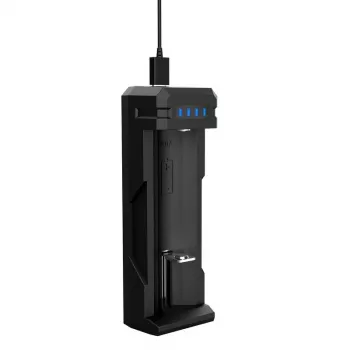 Akkuladegerät XTAR SC1 Einzelschacht USB-C für Li-Ion 18650 Zellen, 1 Schacht, schwarz