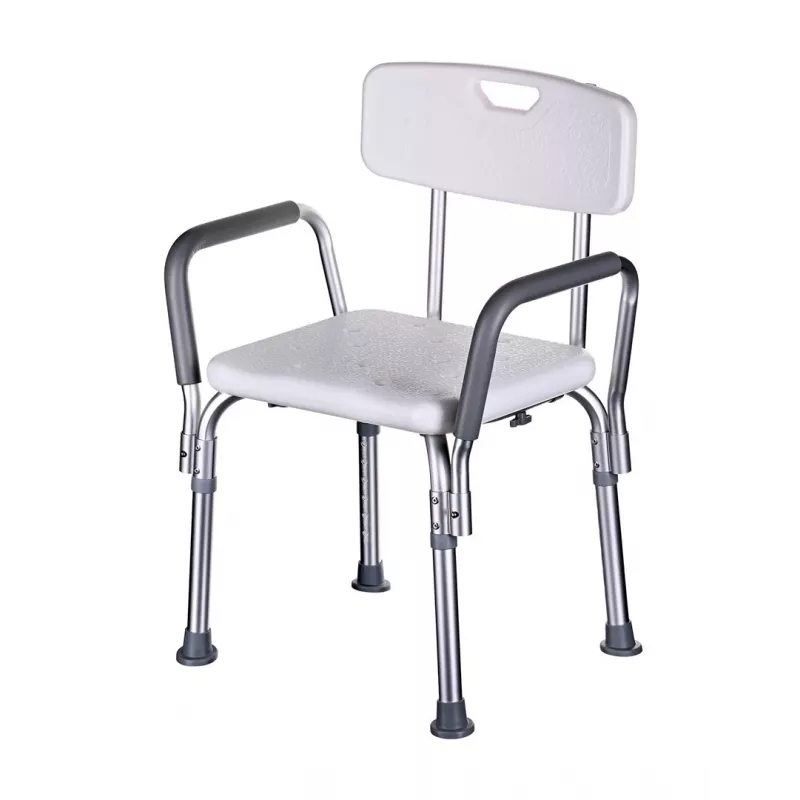 Duschstuhl ActionMed KP300AM mit Rückenlehne und Armlehnen, Polypropylen, höhenverstellbar 43–56 cm, Sitz 40×33 cm, max. Benutzergewicht 110 kg