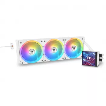 All-in-One-Flüssigkeitskühler THERMALTAKE MAGFloe 420 Ultra ARGB mit 140-mm-Lüftern, 500–2000 U/min, weiß