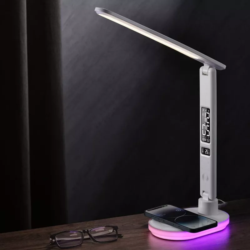 Tischleuchte Hawk HW-LAMP03 Weiß RGB — verstellbare LED-Schreibtischlampe mit RGB-Beleuchtung