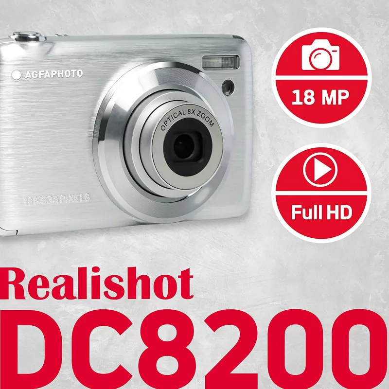 Agfa Photo DC8200 Silber + Tasche + SD-Karte 16 GB