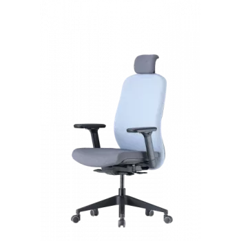 Up Up Athene ergonomischer Bürostuhl Schwarz, Grau + Blauer Stoff