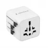 Universeller Reiseadapter GEMBIRD TPA-INT-01-W — Eingang 100–250 V, Typ-G-Stecker, kompakte Abmessungen 84×56×85 mm