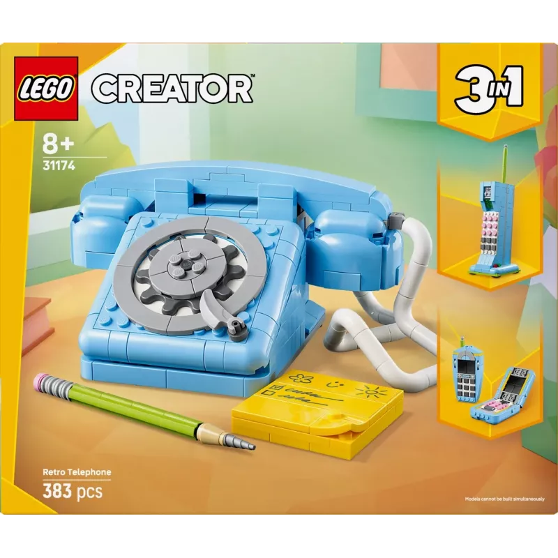 Konstruktionsspielzeug LEGO Creator 3-in-1 31174 Retro-Telefon Set, 383 Teile, 8+ Jahre, 70×110×150 mm