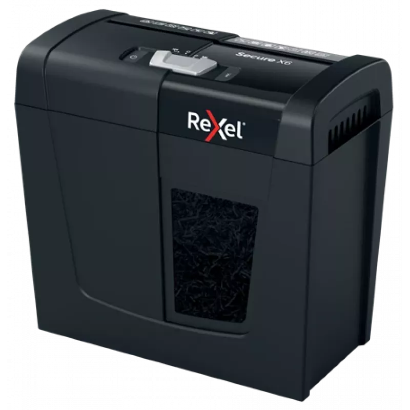 Rexel Secure X6 Aktenvernichter mit Partikelschnitt P4, Partikelschnitt, 4 x 40 mm, 10 l, 100 Blatt, 68 dB, 6 Blatt