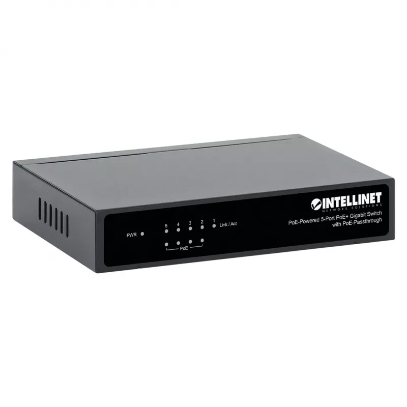 Gigabit 5xPoE Passthrough Switch, betrieben über PoE oder AC, 68W