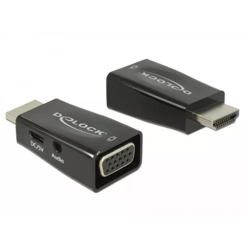 Adapter DeLOCK 65901 HDMI A auf VGA & 3,5 mm Audio Schwarz
