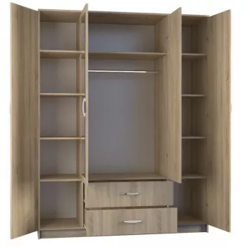 Kleiderschrank Topeshop ROMANA 160 SON 11 Einlegeböden 4 Türen Eiche