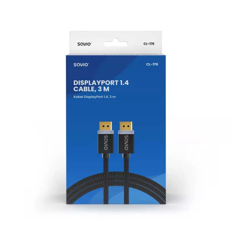 SAVIO DISPLAYPORT (M) - DISPLAYPORT (M) KABEL, V1.4, 3 m, CL-176