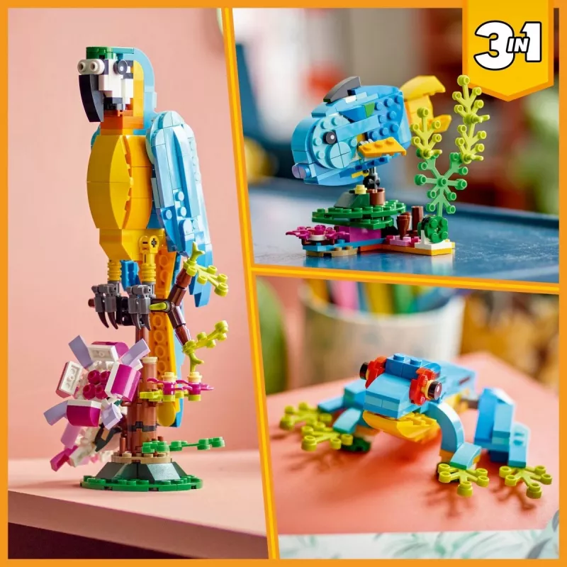 LEGO Bauset Exotischer Papagei 31136 — Creator Display-Modell, 253 Teile, 220×120×110 mm