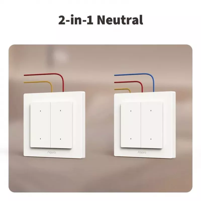 AQARA Lichtschalter H2 EU (4 Tasten, 2 Kanäle) (WS-K08D) – Zigbee und Thread Wandschalter mit 2 Relais
