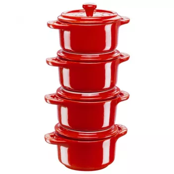 Staub Mini Cocotte Rund, 4 Stück - 200 ml, Rot