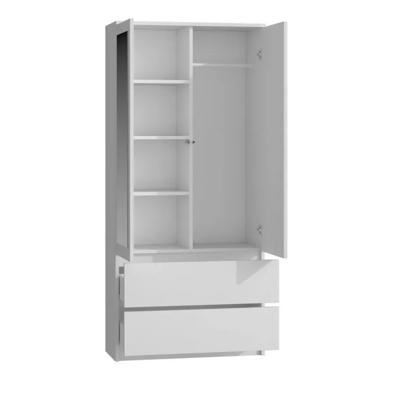 Topeshop SS-90 BIEL LUSTRO bedroom wardrobe/closet 5 shelves 2 Tür(s) weiß