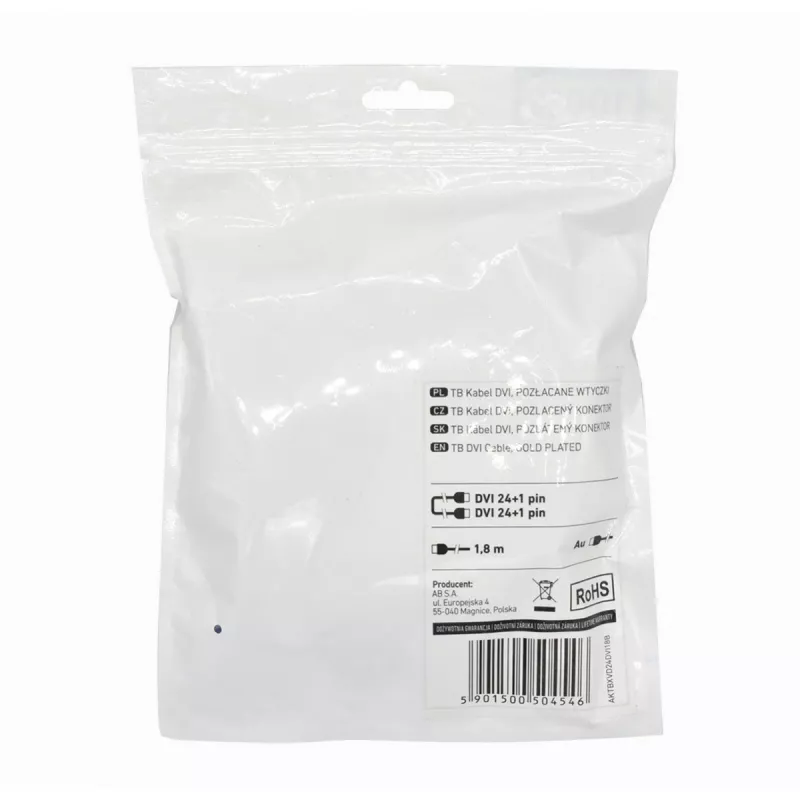 TB MM DVI 24 + 1 Kabel 1,8 m, Schwarz, Gold (AKTBXVD24DVI18B)