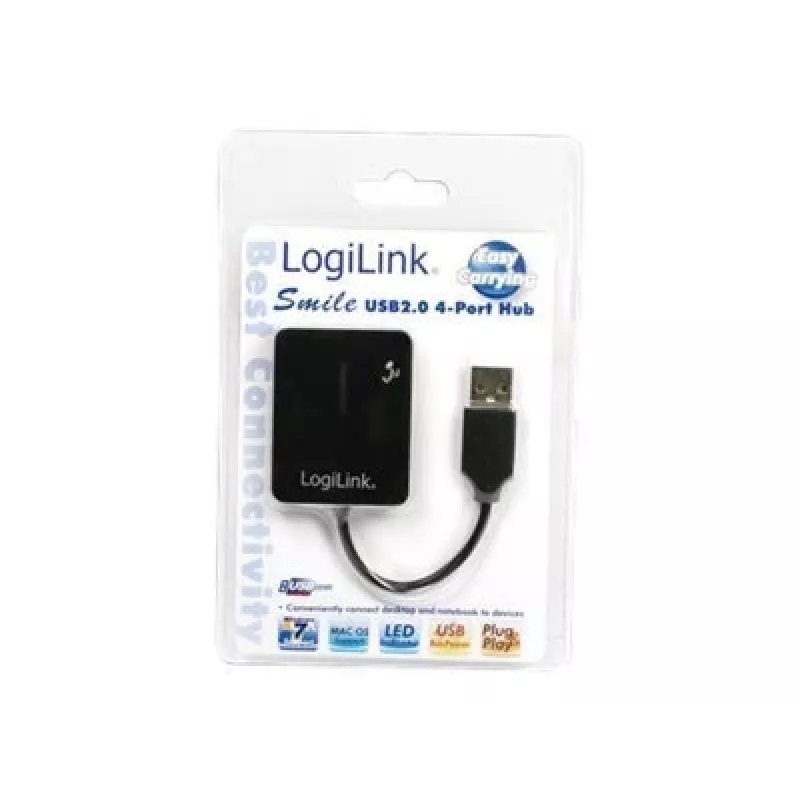 USB-Hub LOGILINK UA0139 – 4‑Port USB 2.0, 480 Mbit/s, schwarz