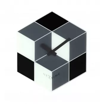 NeXtime klok 8171 Cubic, 43,5x37 cm, Wand, Schwarz/Weiß/Grau