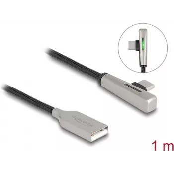 DeLOCK USB 2.0 Kabel Typ-A Stecker auf Typ-C Stecker abgewinkelt 60W 1m